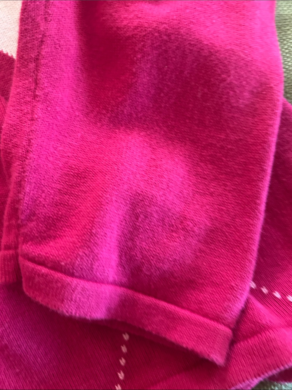 Karen Scott Fuchsia Pink Argyle Button Cardigan with Cream and Orange Diamonds - Picture 5 of 5
